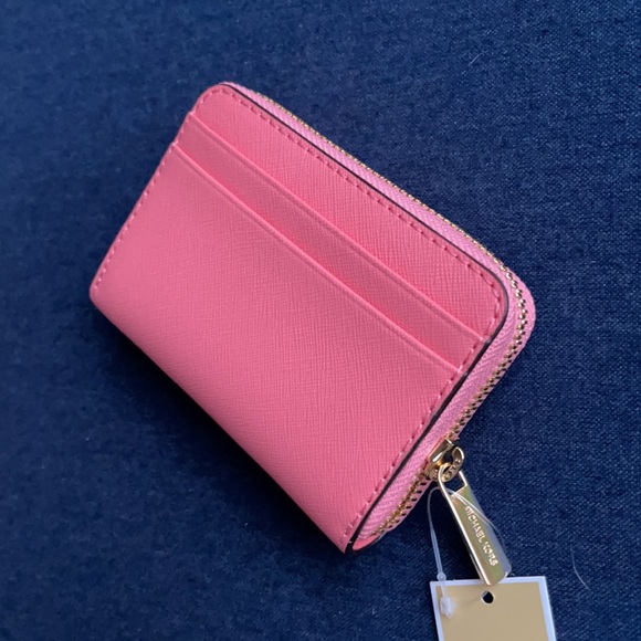 Michael Kors Medium ZipAround Card Case Wallet Grapefruit Leather - Picture 4 of 16